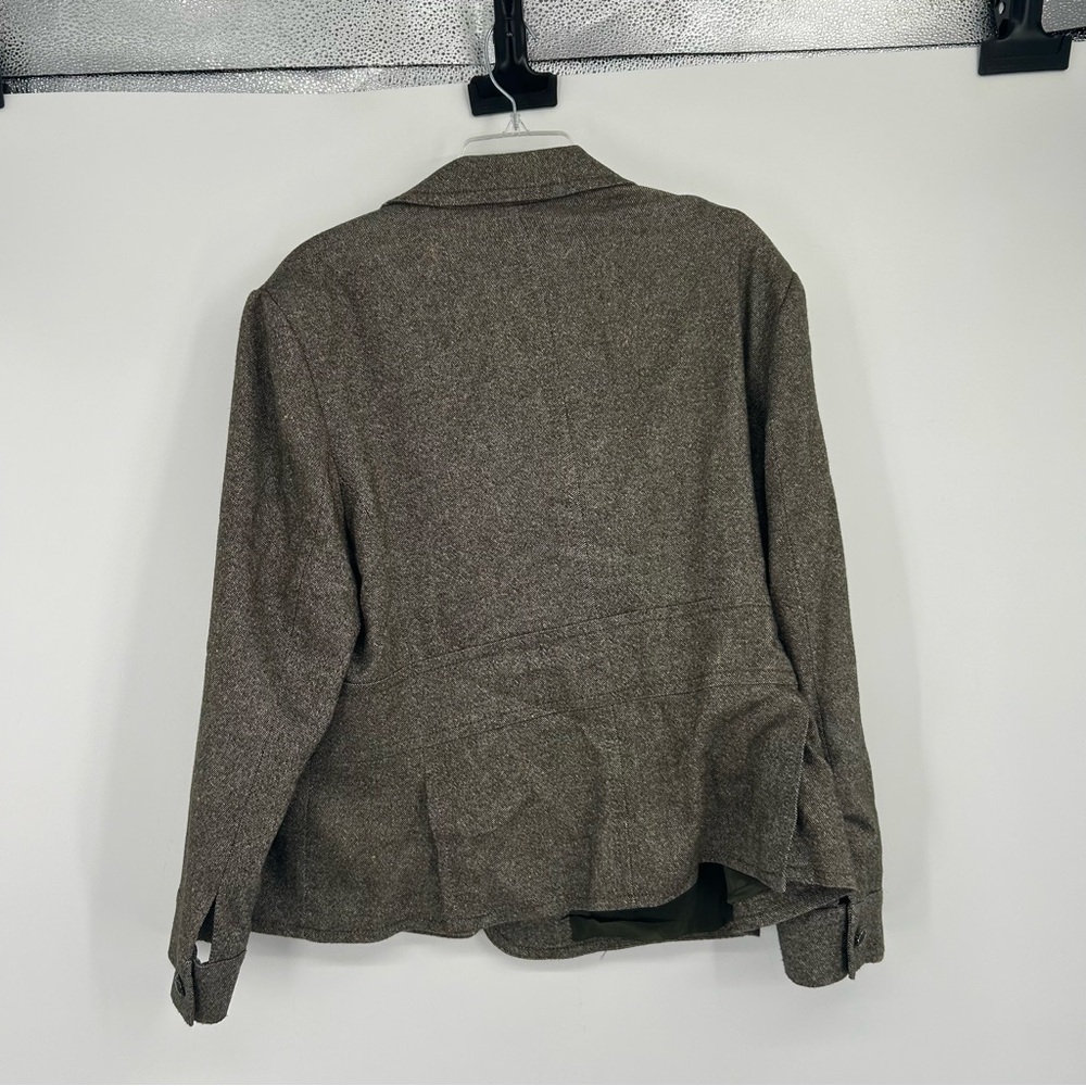Talbots Green Brown Academic Wool Blend One Button Blazer Sz 16W Business Casual - Picture 5 of 8
